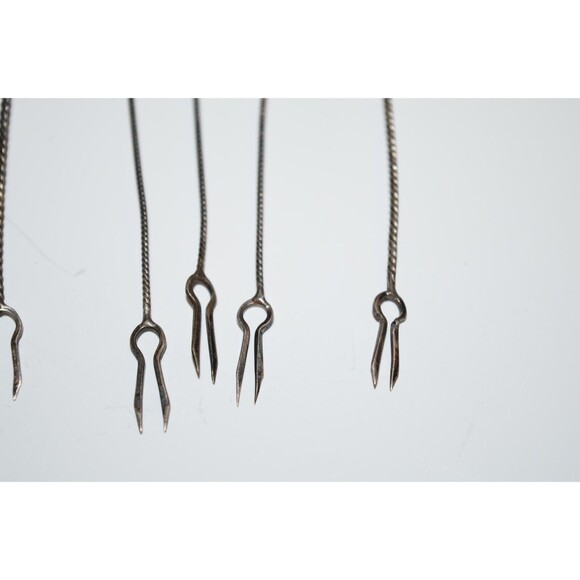 Vtg Silvertone Cocktail Picks Asian Oriental Appetizer Siam Dancer Medieval 12pc - Picture 8 of 10